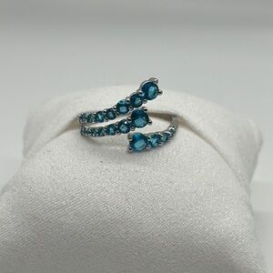 Elegant Blue Gemstone Rhodium Ring No Bag No Tag Never worn Size 8 1/2